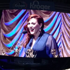 Alisha Gaddis Instagram - 🌟 This is PURE surprise🌟 Caught on the big screen! My first EMMY Win for Best Lead Actress. So shocked!!! I remember there were incredibly steep stairs up to the stage, and my heels were over 4” high. I kept thinking - don’t Jennifer Lawrence. Don’t Jennifer Lawrence 🤣 I don’t remember how much I thanked my family. But it should have been more! 🩷 Lucky was nominated for Best Musical Score for a TV program that same night. OH! I was secretly pregnant and almost blurred it out on stage!! What a life!! Grateful.