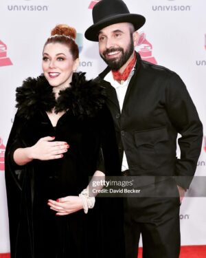 Alisha Gaddis Instagram - In celebration of the Grammys today - here’s a #tb red carpet of one of our Latin Grammy noms. 🏆 VERY PREGNANT!  Found this gorgeous vintage cloak on tour! I ended up wrapping my necklace as a bracelet, and my mom bought me these earrings at a boutique the day before. Such a special time ❤️