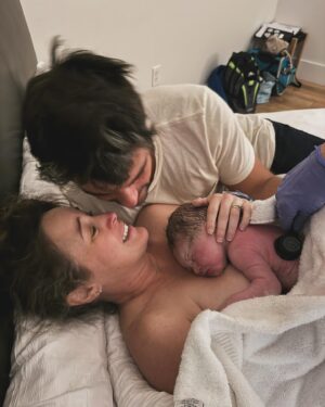 Alison Luff Instagram - Saturday, January 6, 2024 at 10:09 pm our son Levi Stone Magnusson (7lbs 15oz and 20 1/2 inches) joined us Earthside via waterbirth. My body is sore but my heart is overflowing with an unimaginable kind of new love. Childbirth was the most transformative, overwhelming experience that truly took a village. (more on that later.)
All 3 of us are finding our way and soaking up every second. There are several people to thank but for now it’s back to cuddles, rest and baby gazing.