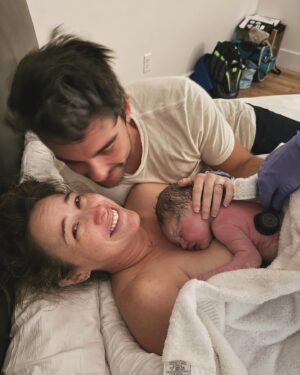 Alison Luff Instagram - Saturday, January 6, 2024 at 10:09 pm our son Levi Stone Magnusson (7lbs 15oz and 20 1/2 inches) joined us Earthside via waterbirth. My body is sore but my heart is overflowing with an unimaginable kind of new love. Childbirth was the most transformative, overwhelming experience that truly took a village. (more on that later.)
All 3 of us are finding our way and soaking up every second. There are several people to thank but for now it’s back to cuddles, rest and baby gazing.