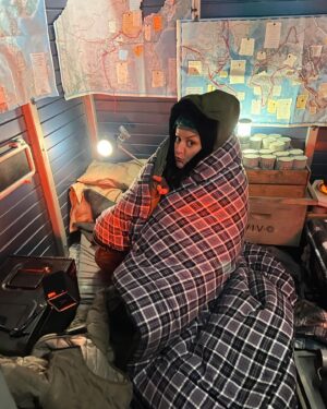 Alison Wright Instagram - Still life in the hide-hole.
Ruth staying warm during episide 1 and waiting for her little rat friend . 

#snowpiercer #snowpiercertnt #season3 
@snowpiercertv