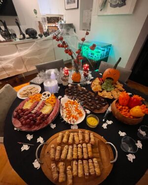 Alix Schwartz Instagram - Living in the past. I’ll catch up soon. 👻 

But look at that food spread we made 🤤

#october #spookyseason #halloweenfood #nyc #halloween