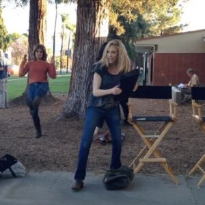 Ally Walker Instagram - Having never been chosen for the cheerleading team in high school, you can now see why they made a big mistake!  Here I am sharing a cheer from my high school days with my actresses on the set of FAR MORE!  Also shown, @adriangrenier trying to make sense of our routine. 😂 

The movie is now available in France, Canada, Italy, Germany, and India and many other countries at the link in my bio. 

It features @selmablair, @dreadematteo, @joshuarush, @baileychase and many more.

#farmoremovie #farmore #adriangrenier #selmablair #dreadematteo #joshuarush #baileychase #loveislove #pride #primevideo #amazonprime #allywalker