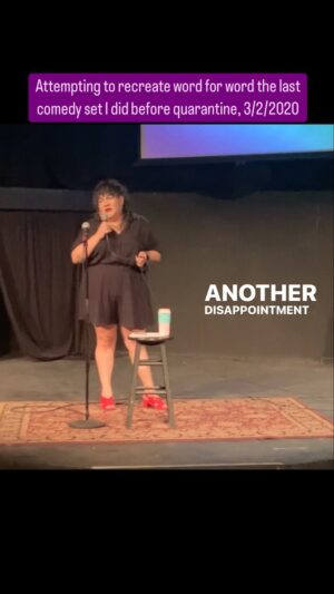 Amanda-Faye Jimenez Instagram - Wow my first reel, feels so self-indulgent!! (Love that for me.) I wanted to do these jokes at Hey Chica!! last month because some of them are so very specific to pre-quar they can never be told again (and everyone is fine w that, tbh).