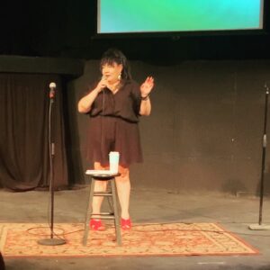 Amanda-Faye Jimenez Instagram - That time at the last Hey Chica!! when the audience encouraged (bullied) me to do verbatim the last standup set I did before quarantine on 3/2/2020. I needed that, thanks you jerks 💖