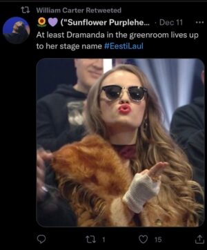 Amanda Hermiine Künnapas Instagram - Ma olen siin päevade jooksul vaadanud, et Dramanda tegi @eesti_laul -ul ikka korralikult contenti. Pidin parimaid pärle ikka teiega jagama ka 🤣 (Ühtlasi jõudis lugu ka spotify-sse) 💋