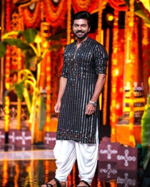 Ambati Arjun Instagram - Happy #BHOGI to all. The Bhogi festival is celebrated in honour of Lord Indra who is also known as the god of rain, farmers in the country worship Indra to receive a good harvest thereby bringing wealth and prosperity. The outfit by @labelaham