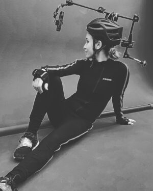Amber Goldfarb Instagram - One the funnest parts of my job is doing motion capture. On a day in studio like this I got to play humans and creatures alike. These Xsens suits are awesome! They operate without cameras and we can shoot in any environment in them with minimal setup. Can’t share the name of the game yet. Stay tuned. #mocap #motioncapture #videogames #makinggames #xsens #actor