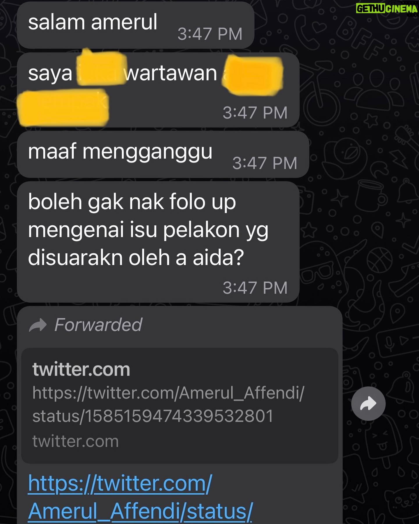 Amerul Affendi - 12K Likes - Mohon maaf buat rakan2 wartawan yang ingin follow up berkenaan isu ni.. lebih baik kita pergi ke arah positif dan memberi ilmu yang baik buat masyarakat untuk lebih mengetahui kenapa pentingnya seorang pelakon itu berilmu. bukan semata bersandar pada rupa paras sahaja.
Manakala @finasmalaysia masih berdiam dengan statement BOD mereka.. Diam tandanya setuju bak kata orang dulu-dulu.