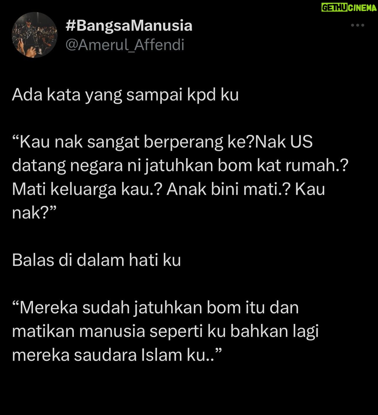 Amerul Affendi - 5.4K Likes - Salam CINTA, Kaseh Dan Sayang..
Bukan kah muslim itu bersaudara dan saling mencintai antara sesamanya.?
Bersatu hatilah mempertahankan saudara kita di Palestine..
#FreePalestine