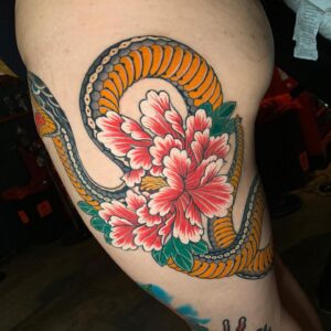 Ami James Instagram - @the_pearl_rotary @tadoo_original @camsupply @miamiinklovehate @tattoodo.app @thesolidink #legendcartridges #japanesesnaketattoo