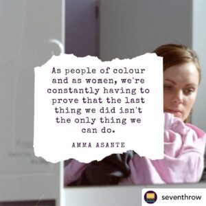 Amma Asante Instagram - Very much enjoyed doing a #masterclass for @seventhrow #LockdownFilmSchool.  If you missed it please visit their #IG page for how to view on youtube or read transcript #Filmmaking #ScreenWriting #Directing ... and of course... #WomenInFilm
Film Stills from:
A Way of Life
Belle
A United Kingdom
Where Hands Touch

Repost @withregram • @seventhrow: We've transcribed our #LockdownFilmSchool session with Amma Asante (@iammaasante) so you can take in her absolutely genius insights either by watching on YouTube or by reading them on the site.

Here are some of our favourite Asante quotes from the session (although you really have to watch/read the whole thing because all of her insights are so brilliant and inspiring).