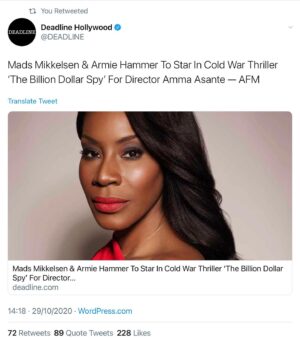 Amma Asante Instagram - This Film! 

Super delighted to be working with #ArmieHammer and #MadsMikkelsen alongside @hanway_films #WeedRoadPictures @waldenmedia