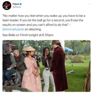 Amma Asante Instagram - So...erm...🤔 you live in the UK and you’ve never seen Belle.  Please O...it’s on @Film4 tonight...🙋🏾‍♀️👩🏾‍🎨🖤