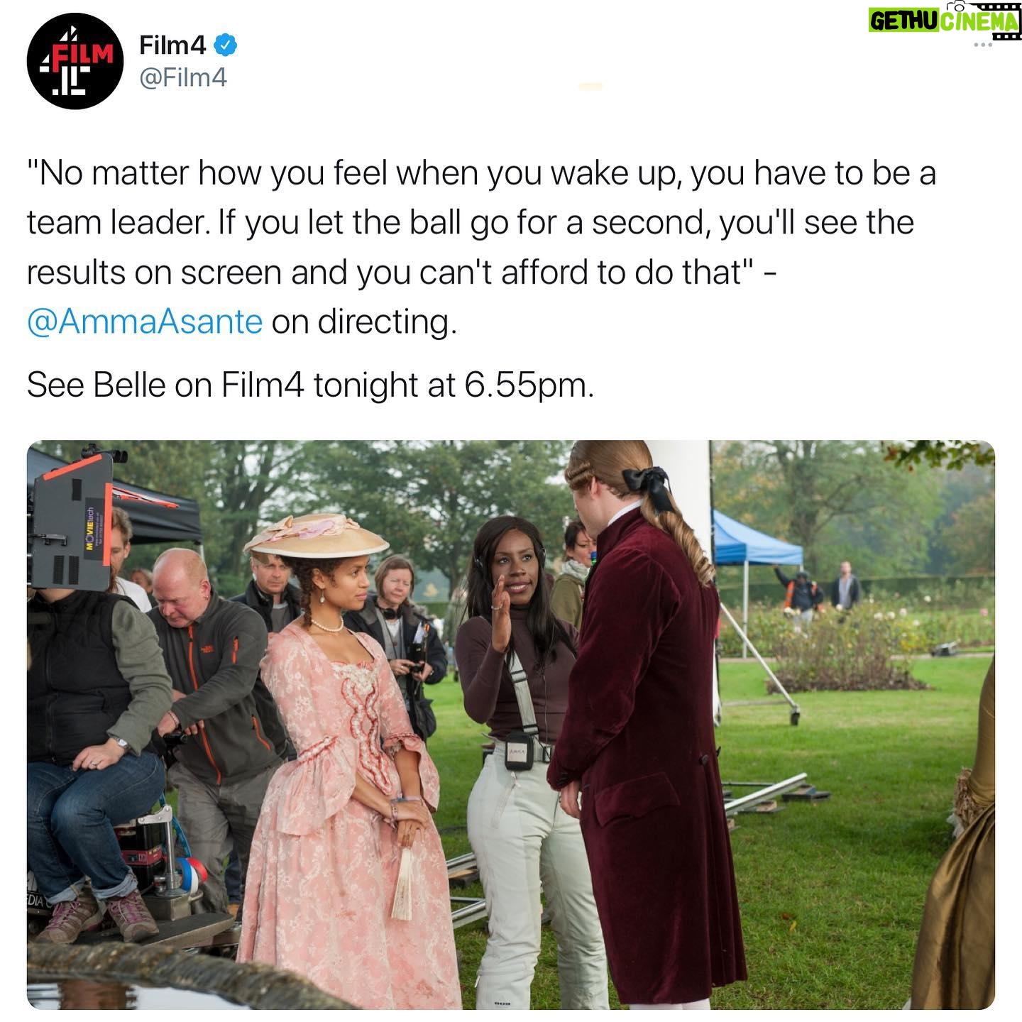 Amma Asante - 1.1K Likes - So...erm...🤔 you live in the UK and you’ve never seen Belle. Please O...it’s on @Film4 tonight...🙋🏾♀️👩🏾🎨🖤
