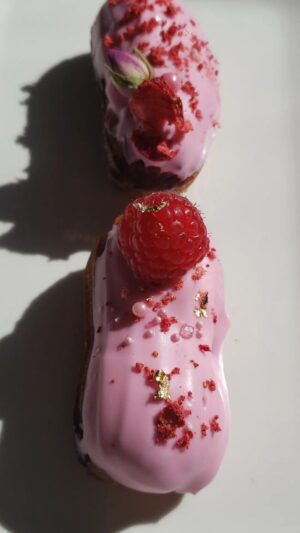 Amy Bouzaglo Instagram - Love Bites...#eclair #raspberries #hazelnut #valentines