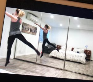 Amy Gumenick Instagram - “Life isn't about waiting for the storm to pass. It's about learning to dance in the rain.” Even if that means turning your bedroom into a dance studio! 💃🏼 #danceteacher #createeveryday #choreography #virtuallearning #dancelikenooneiswatching #flying #actionshot #saferathome #bts