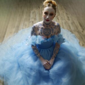 Amy Vorpahl Instagram - Unleashing on this project. Hair, makeup, tattoo application, photography skills, editing, and Ai generation for elements we ran through @procreate. 

Model @vorpahlsword 
Photo: me and Jared
Hair, makeup, tattoo application and  photo and video edits by me.
Tattoos manufacturer: @tattooednow