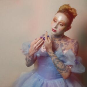 Amy Vorpahl Instagram - Unleashing on this project. Hair, makeup, tattoo application, photography skills, editing, and Ai generation for elements we ran through @procreate. 

Model @vorpahlsword 
Photo: me and Jared
Hair, makeup, tattoo application and  photo and video edits by me.
Tattoos manufacturer: @tattooednow