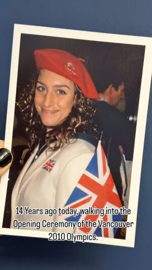 Amy Williams Instagram - 14 Years ago at the opening ceremony of the Vancouver 2010 Winter Olympics. Walking into the stadium behind our 🇬🇧flag with @teamgb feeling so proud, realising I was with the best of the best in the World about to compete for my nation. #memories #olympian #olympicopeningceremony #vancouverolympics