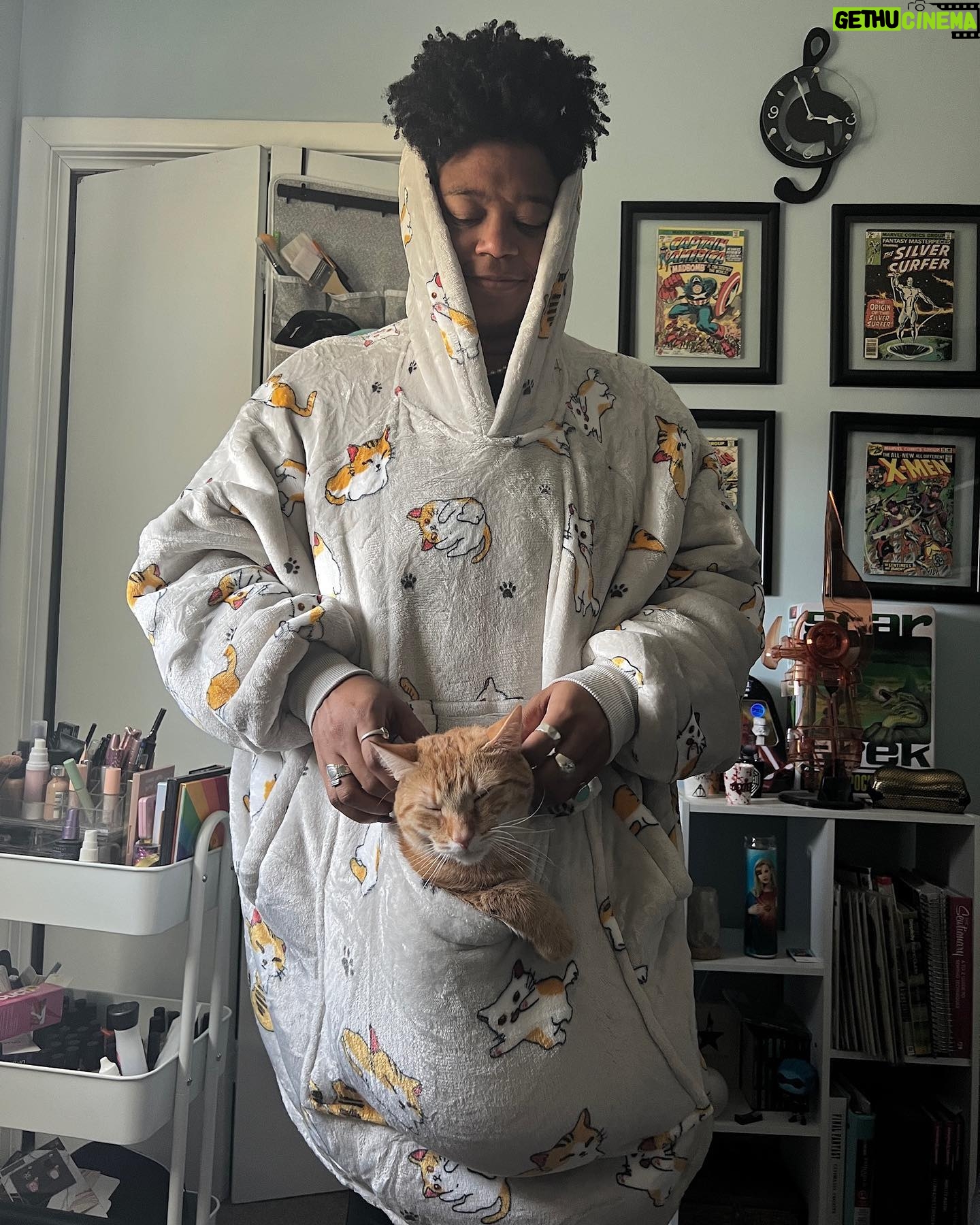 Amythyst Kiah - 1.7K Likes - This is what 37 looks like: wearing a sherpa hoodie blanket that matches your cat. Thanks @redheadpress ♥️