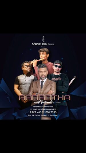 Anand Rajaram Instagram - Happening this Thursday the 27th of June at @shurutibox Bangsar !!!! Any requests ? Do tell me in the comment section. Come and have a fun time with me and my musician friends !!!!