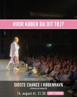 Anders Matthesen Instagram - Kender du også nogen, der ikke kan få nok af pink? Til gårsdagens show gik jeg all in på den lyserøde farve👚😂⠀
⠀
I morgen kl. 21.30 er absolut sidste chance for at opleve mit nye show i København, hvis du ikke allerede har købt billetter!⠀
⠀
Få fat i en af de sidste billetter på anden.dk (link i bio) - og så ses vi i morgen i Falkoner Salen 🎉🥳