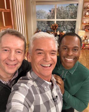 Andi Peters Instagram - BroomCupboard Reunion!  Didn’t see this coming on @thismorning  Andy Crane and @schofe Sadly no sign of Edd the Duck or Gordon The Gopher. #childrensbbc