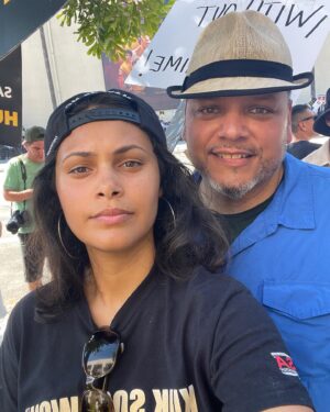 Andrea Cortés Instagram - Today was BEAUTIFUL. Sooooo many of us showed out on the line today. I’ve been blessed to meet some wonderful souls through this industry. We are out here striking not just for ourselves, but for those we hope to pull up the ladder with us. 

#sagaftrastrong #wgastrong #unionstrong #onstrike #boricua #latinasactingup #latina #latino