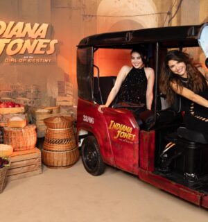Andrea Vasiliou Instagram - We had so much fun at the @indianajones premiere, thanks for having us @disney it’s action packed and full of adventure really enjoyed it - go see it! 💥 #dress by @mnk_atelier 🖤
-
#dialofdestiny #premiere #indianajones #london #mnk #london #film #disney #love #cinema #ootd