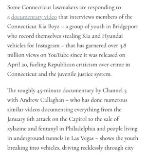 Andrew Callaghan Instagram - BREHH 😂😂 the State of Connecticut just announced they are suing the Kia and Hyundai Corporation after the doc dropped and the state House of Representatives are passing bipartisan legislation to force to reimburse anyone who had their shit stolen