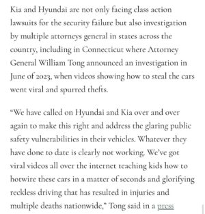 Andrew Callaghan Instagram - BREHH 😂😂 the State of Connecticut just announced they are suing the Kia and Hyundai Corporation after the doc dropped and the state House of Representatives are passing bipartisan legislation to force to reimburse anyone who had their shit stolen