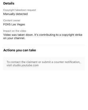 Andrew Callaghan Instagram - If you were able to watch our new documentary
“Vegas Tunnels,” | hope you enjoyed it. We got over 1.6M views in just two days. Unfortunately, @fox5vegas has decided to manually report and delete the complete and permanent removal of this documentary by issuing a
‘copyright strike’ and we are unable to re-upload. This is illegal - all publicly broadcasted news clips by any FOX/ABC/ NBC affiliate are legally, for FAIR USE in documentary film. I’m sad to say the documentary is gone .. but if you got to watch it, I hope you enjoyed. Will only live on Patreon now.