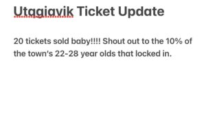 Andrew Callaghan Instagram - BREAKING: they can’t stop the hustle. we’ve sold 20 tickets to our show in Utqiagvik, the northernmost town in the western hemisphere - a remote village in the arctic circle wherein whale hunting is legal due to ancient traditions and resource scarcity. 🫡💯🔥