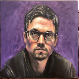 Andrew J. West Instagram - Maerty in Violet. 20”x20”. Started this one a couple years back. Just reworked it after learning some things and realizing how many opportunities I missed and how much further I could go with it.  Maybe I’ll push it even further after I learn more🤷🏻‍♂️. Btw, I appreciate all of you tolerating the art sharing. Nice to be painting regularly during this extended pause. I’m determined to improve! #oiloncanvas #oilportrait