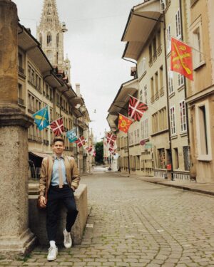 Andrew Keenan-Bolger Instagram - Last week I got go to Switzerland 🇨🇭 to visit friends and cheer on @Scottbix who helped curate a pop-up Pride event for @artbasel. This trip was all about wandering the storybook streets of Bern, eating fancy chocolate, visiting the town’s literal bear pit (for real, Google it 🐻), checking out some breathtaking work at the premier international art show, and hearing queer artists in conversation with each other as a part of the Arts & Embassies program that @scottbix helped curate. Definitely feeling pride and proud 🥰🌈