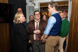Andrew Rannells Instagram - Last night was WILD! Not only did Joshie and I get to perform for Secretary Clinton, she agreed to be our guest producer! It was her Broadway debut!! What an honor. Thank you, @hillaryclinton for being so kind and for making our dreams come true.