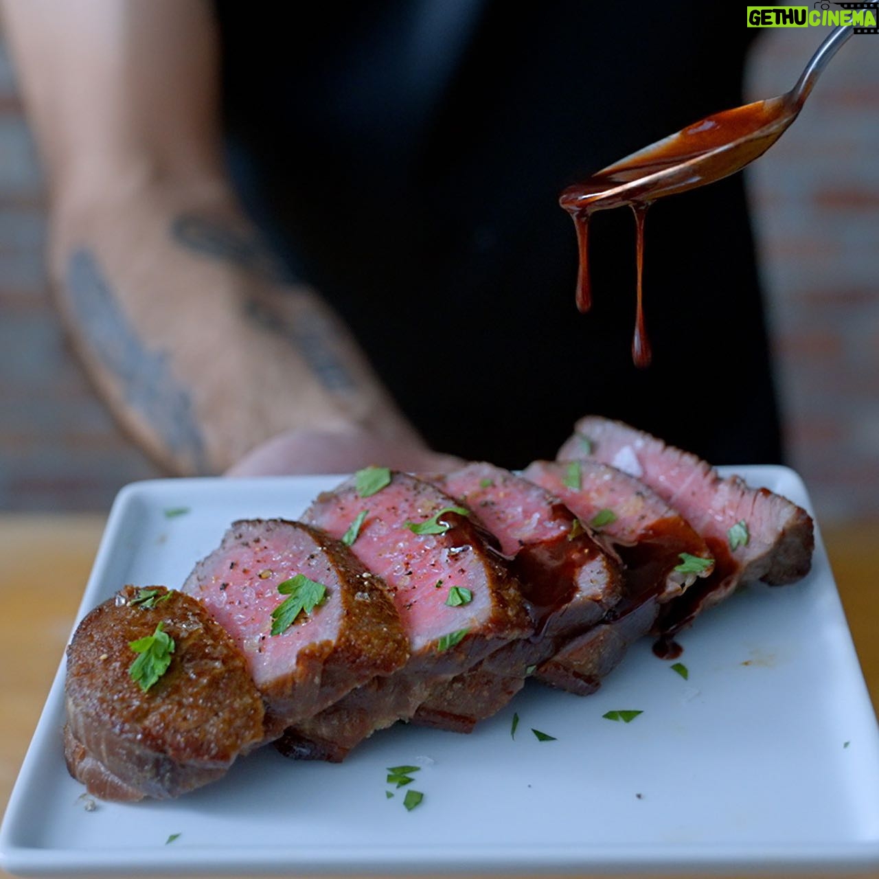 Andrew Rea - 7.2K Likes - We're going back to basics on this week's Basics, exploring the concept of steak in all its wondrous forms. Reverse-seared, forward-seared, and just seared, served up with red wine sauce, compound butter, and a mojo-chimichurri. Live now, link in tree!