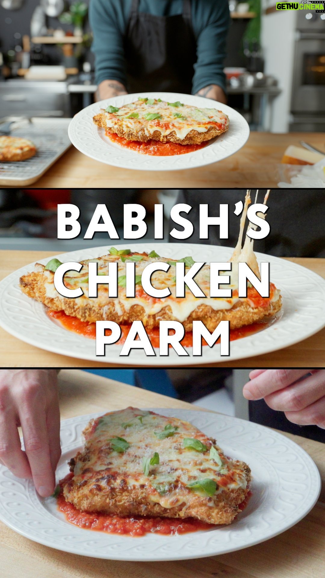 Andrew Rea - 18.5K Likes - Andrew makes his version of chicken parm. Some fans will know this as one of Andrew’s favorite dishes ever, but you haven’t lived until you’ve tried his version of it. Béchamel, Italian hot sauce, Calabrian chilis, it doesn’t get more Babish than this. Recipe on Babi.sh!