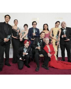 Andy Le Instagram - You already know @martialclubofficial has to KEEP IT SHAOLIN at SAG AWARDS 2023 @sagawards 🏆!! Still processing the crazy memorable night
SQUAD UP with our @everythingeverywheremovie FAMILY!! 👐WE ARE SOO PROUD 

🏆 @michelleyeoh_official takes Female Actor in a Leading Role 
🏆 @kehuyquan takes Male Actor in a Supporting Role
🏆 @jamieleecurtis takes Female Actor in a Supporting Role 
🏆 Our EEAAO Cast and Family takes home Cast in Motion Picture 🥲 

So grateful to be a part of this family and to be in a room with such talent! How crazy and surreal is it to be in the presence of artists, masters of their crafts 🎥🎬🙏
#sagawards #everythingeverywhereallatonce #michelleyeoh #kehuyquan #jamieleecurtis  #martialclub