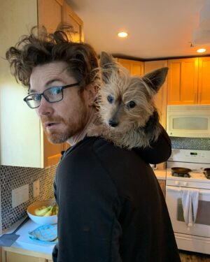 Anel Alexander Instagram - Sometimes she just rides around in his hoodie... #dogsofinstagram #gingersofinstagram