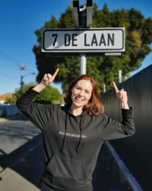 Anel Alexander Instagram - If I’m standing on the corner of ‘7de Laan’, wearing my ‘Invonceivable’ crew gear whilst shooting on ‘Die Vredesduiwe’, am I Liesl, Marieke or Susan?!? Existential Actress problems… #Actresslife