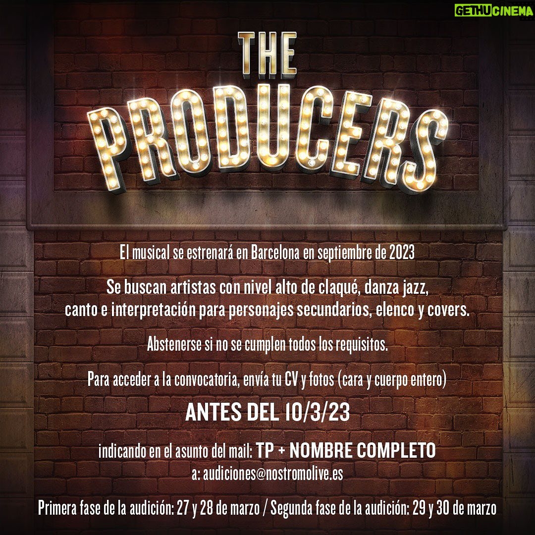 Àngel Llàcer - 5K Likes - ¡Ha llegado el momento de poder anunciarlo!
💡THE PRODUCERS💡 será el nuevo musical que podréis ver en el Teatro Tívoli a partir de septiembre. Con muchas ganas de empezar esta nueva aventura, con la mejor compañía!
Las entradas ya están a la venta y las AUDICIONES ABIERTAS👏🏽⏳
📸Miquel González