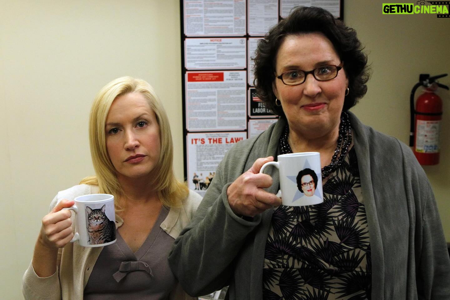 Angela Kinsey - 53K Likes - Just found this photo of me and Phyllis on the set of The Office. 😂 I hadn’t seen it in years! Phyllis came on @officeladiespod last week to talk about her time on the show and her new movie, Inside Out 2. She’s truly one of the sweetest souls you’ll ever meet. Love her so much! ❤️ Link in bio to listen.