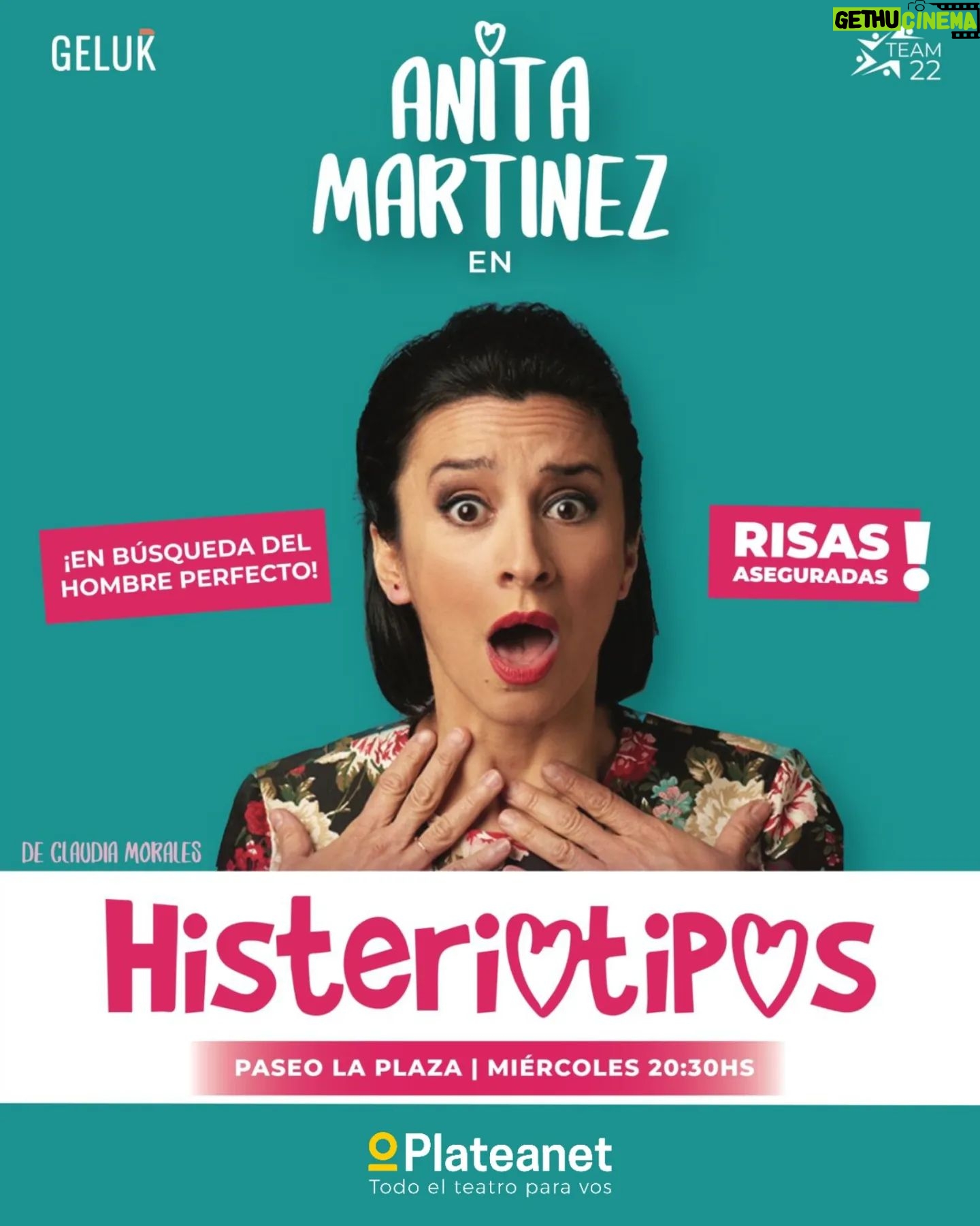 Anita Martínez - 804 Likes - ANITA SIGUE EN AGOSTOOO 😂 😂 😂 😂
3 ÚNICAS FUNCIONES en @paseolaplaza
@anitamartinezteatro
presenta... HISTERIOTIPOS❗
"En búsqueda del hombre perfecto"
😂 Vas a llorar de risas 😂
3 ÚNICAS FUNCIONES | 20:30 HS.
📌 MIÉRCOLES 2, 16 Y 30 DE AGOSTO
PASEO LA PLAZA 🎯 SALA NERUDA
ENTRADAS DESDE PLATEANET 📢
(Link entradas en la BIO de nuestro perfil)
SINOPSIS DE LA FUNCIÓN:
En esta oportunidad es Anita Martínez la responsable de dar vida a una mujer, "entre los 40 y el rigor mortis" –según ella declara–, y lo hace desde el humor, desopilante, donde se permite burlarse de sí misma.
Sola, sin ninguna perspectiva de concretar una pareja, va señalando sus experiencias con los hombres que se han cruzado por su camino. No se trata de una crítica hacia los hombres, aunque existe, sino plantear una tipología masculina y el comportamiento y grado de compromiso que algunos asumen frente a las necesidades de la mujer.
Aparece así el nene de mamá, el celoso, el creativo, el indeciso, el físicamente dotado, el físicamente infradotado; una galería de personajes que le permiten a la protagonista definirse frente a esta realidad: la incapacidad en encontrar al hombre perfecto.
Duración 58 min. 😂 RISAS ASEGURADAS 😂
Elenco: Anita Martinez | anitamartinezteatro
Dramaturgia: Claudia Morales | @yoclaudiamorales
Producción Ejecutiva: Geluk | @gelukproduce
Producción General: Team 22 | @team22ok
#teatro #comedia #buenosaires #humor
