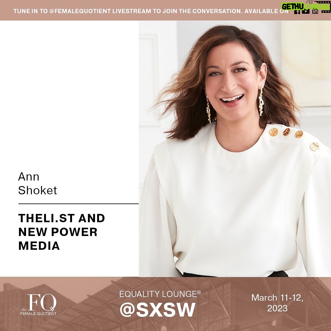 Ann Shoket - 64 Likes - #sxsw please join me TOMORROW, Sunday, March 12 at 9:30 am at THE EQUALITY LOUNGE @femalequotient we’re talking how to build community and togetherness in a lonely world. @jenbdasilva @berlincameron @juliaecollins @planetfwd @natlupatplay @bsginsights @aneverydayprincess