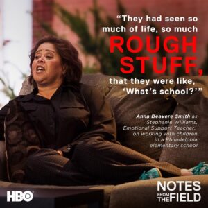 Anna Deavere Smith Instagram - This is about poverty. If we want schools to be that intervention against poverty, against centuries of inequality and racism, then we are going to have to make places that are very different than what they are now.
-
#NotesFromTheField airs today, Feb. 24 at 8 PM on @hbo.
