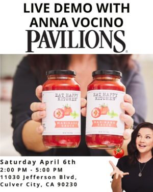 Anna Vocino Instagram - Los Angeles, I’m coming to see you every Saturday in April to demo @eathappykitchen pasta sauces. Tomorrow @gelsonsmarkets in the Palisades and @pavilions in Culver City. Come taste some sauce samples and hang out with me!! #eathappy