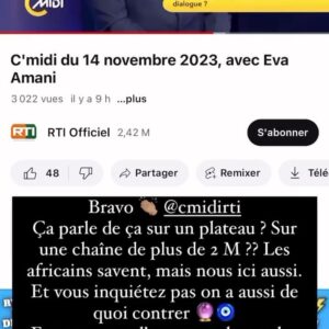 Anouchka Henchoz Instagram - A toi qui voit toute la vie en noir ou blanc. Qui veut créer des camps et séparer. A toi aussi qui veut pourrir tous mes posts, je t’en mets un exprès pour que tu puisses déverser ce que tu as à déverser. D’ailleurs à la base je voulais balancer les messages de rageux qui nous traitent de raciste, qui espèrent que ma grand-mère ira en enfer et encore je vous épargne les plus violents. Mais en fait non…. Je ne vais pas donner encore plus de caviar au cochon. Mais pour éviter que les gens viennent encore m’écrire sous mes photos «hey regarde tu as vu l’émission » oui j’ai vu. Enfin si on peut appeler ça une émission car @rtiofficiel et @cmidirti ne peuvent pas être des professionnels c’est impossible. Pas quand on laisse une femme propager autant de mensonges sans avoir vérifié les sources. Pas quand on prend le contenu privé d’une personne pour l’afficher ainsi. Divulguer son nom complet et dérouler le fil de sa vie. Sans son consentement et sans lui avoir demandé son avis. Car ils ont menti sur le plateau JAMAIS je n’ai eu de contact avec vous. Alors sortez-moi les preuves pour le tribunal. Et surtout depuis, je vous écris de partout, même votre chroniqueur @momosanogo me suivait et toujours aucune nouvelle de vous. C’est une honte. Mais les msgs passés en stories résument déjà l’histoire. Je rajouterai uniquement ceci: Non je n’ai pas honte de pleurer. Non je n’ai pas honte d’être épuisée de tout ça. Ni d’être en colère après tant d’injustice et de calomnie. C’est pas aux victimes d’avoir honte. Et je ne me laisserai plus faire. J’ai été soumise pendant 29ans et cette année j’avais décidé d’enfin sortir des secrets. Et vous m’avez enlevé à nouveau ma vérité, ma vie. Alors vous pouvez bien venir me donner vos leçons de morale et me dire ce qui est juste ou non après ça… j’en ai plus rien à faire. J’ai enfin vu le vrai visage des gens et que je pourrai tout faire on me voudra du mal alors autant être qui je suis vraiment et kiffer ma vie. Et surtout JAMAIS JE NE VAIS CÉDER A LA PRESSION ni sombrer dans la haine plutôt que l’Amour. C’est certainement un test de la Vie. Je vais me relever, comme d’hab et plus me détourner de ce passé qui est juste un sac de noeud