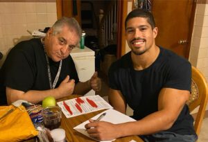 Anthony Bowens Instagram - Happy Father’s Day big guy. I couldn’t wait to get home to share the moment I signed my AEW contract with him back in 2020. I hope I’ve made you proud! I love you so much! #happyfathersday